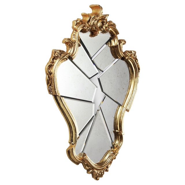 Arciduca Wall Mirror with Gold-Plated Wooden Frame by Barberini & Gunnell For Sale - Image 9 of 9