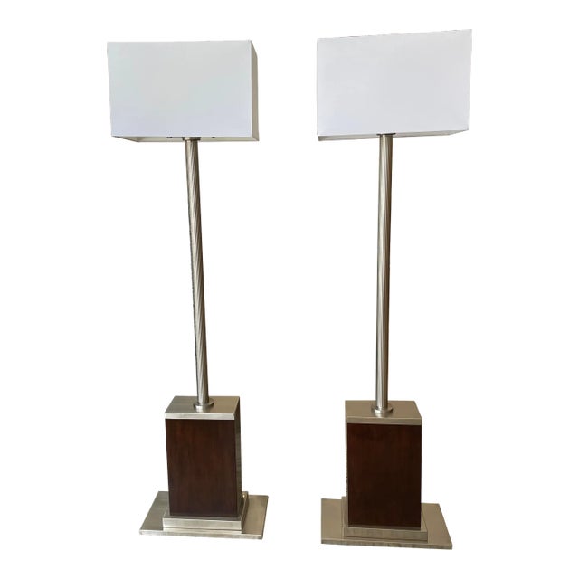 1990s Ralph Lauren Style Floor Lamps Art Deco Machine Age - a Pair For Sale