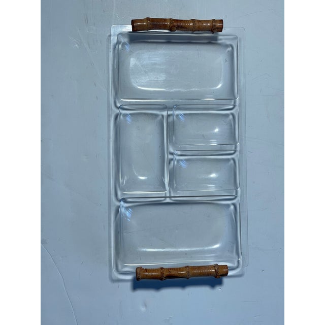 1950s MCM Lucite Bamboo Handles Tray For Sale - Image 4 of 5