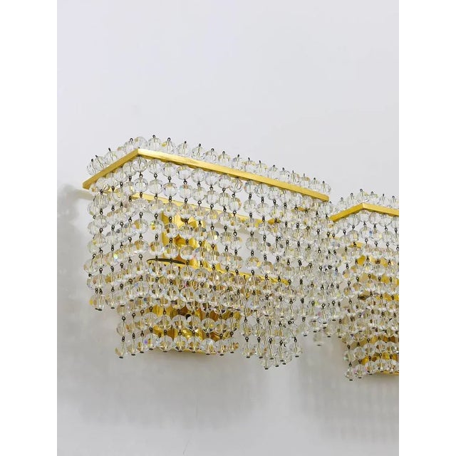 1970s Square Gold-Plated Brass Sconces with Hand-Cut Crystals from Lobmeyr, 1970s, Set of 2 For Sale - Image 5 of 11