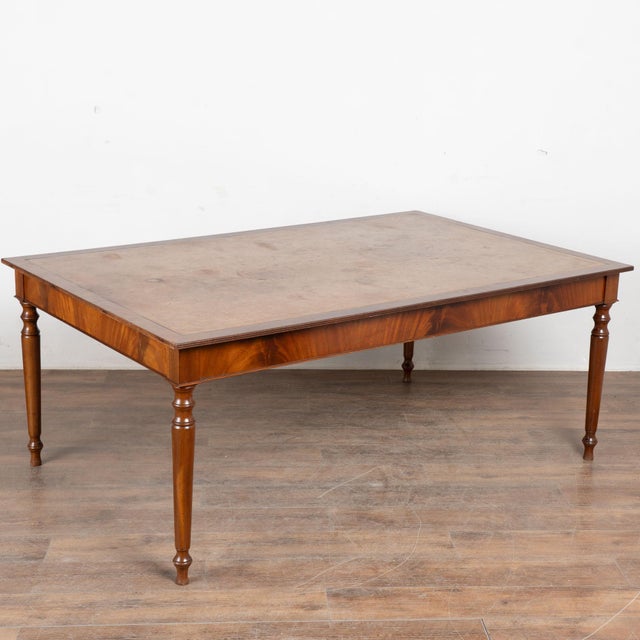 English Mahogany Leather Top Large Conference or Dining Table With Leaves, Circa 1900 For Sale - Image 16 of 16