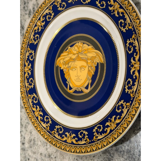 Versace Rosenthal Versace Medusa Blue Porcelain Bread & Butter Plate, 7.25” For Sale - Image 4 of 9