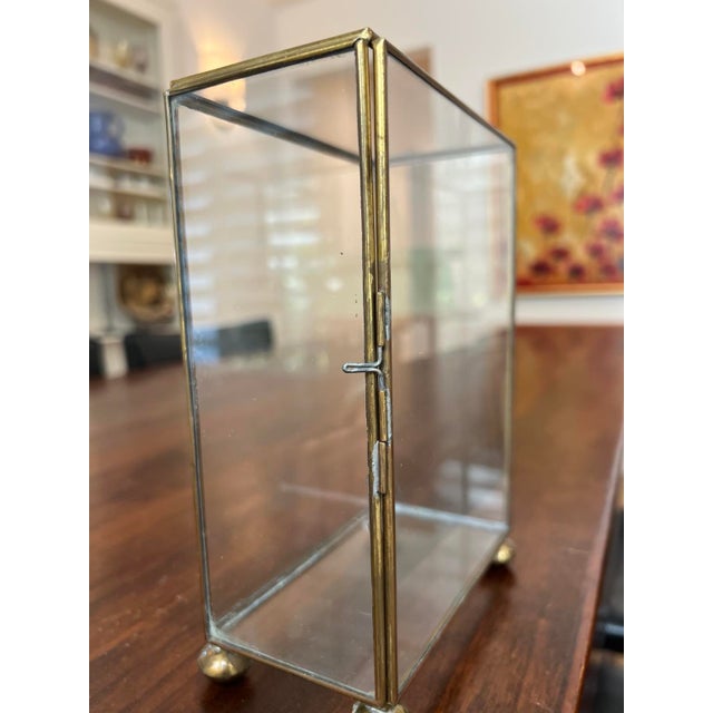 Vintage Brass & Glass Tabletop Display Vitrine For Sale - Image 4 of 4