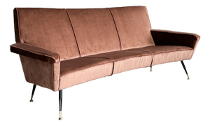 Mid-Century Modern Velvet Three-Seater Sofa by Marco Zanuso for Arflex, Italy, 1950s