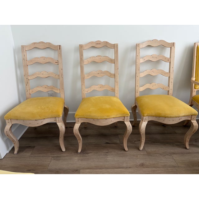 French Country Century Furniture French Country Ladderback Dining Chairs, Set of 8 (2 Arm + 6 Side) For Sale - Image 3 of 15