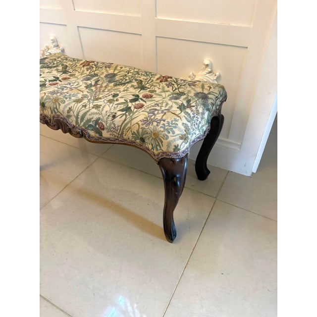 Antique Victorian Carved Walnut Window Seat Stool, 1860s For Sale - Image 4 of 8