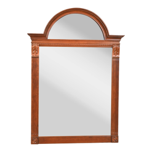 Ethan Allen Victorian Carved Cherry Wood Arched Wall Mirror