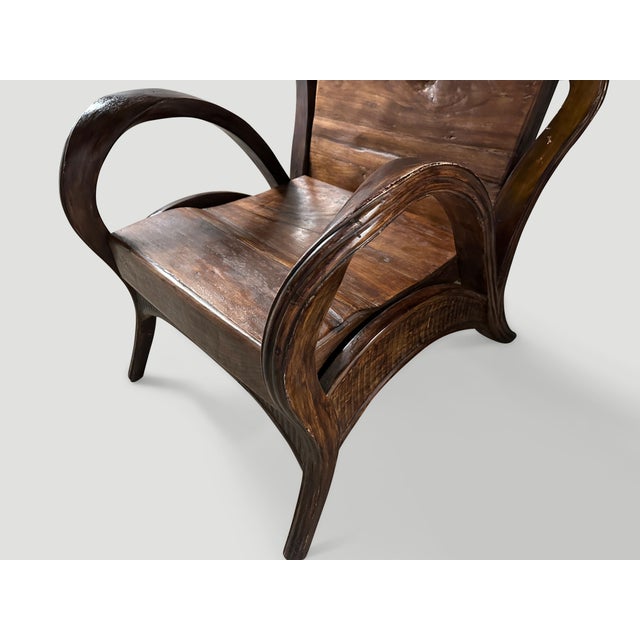 1950s Sculptural Teak Wood Arm Chair For Sale In New York - Image 6 of 6