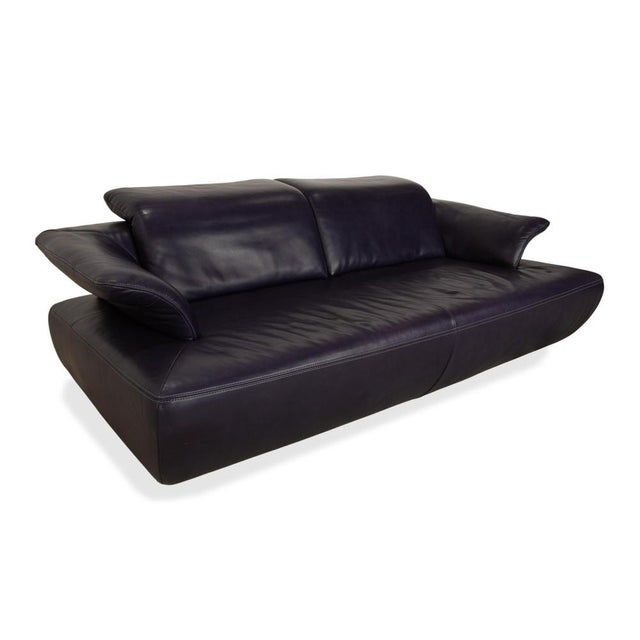 Animal Skin Avanti 3-Seater Sofa and Ottoman in Purple Leather from Koinor, Set of 2 For Sale - Image 7 of 18