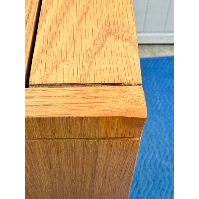 Contemporary Modern Tall Oak Dresser With Lift-Up Mirror For Sale - Image 10 of 12
