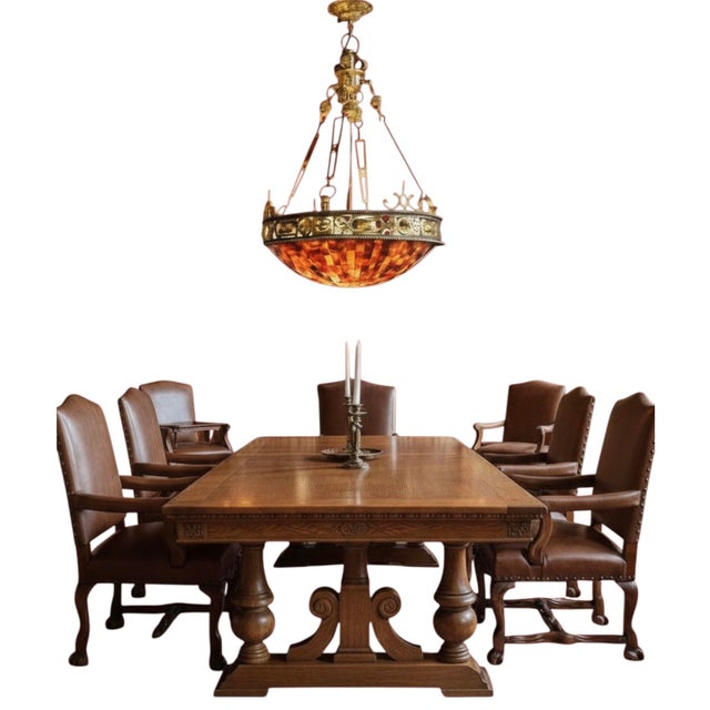 Maitland-Smith Brass, Iron & Pen Shell Bowl Chandelier A rare and highly decorative lighting fixture from one of the most...