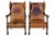 Carved Oak and Leather Armchairs, 1890, Set of 2 For Sale - Image 10 of 10
