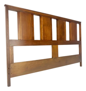Walnut c1970s Baughman Style Queen Size Headboard Bed Mid Century Modern MINT