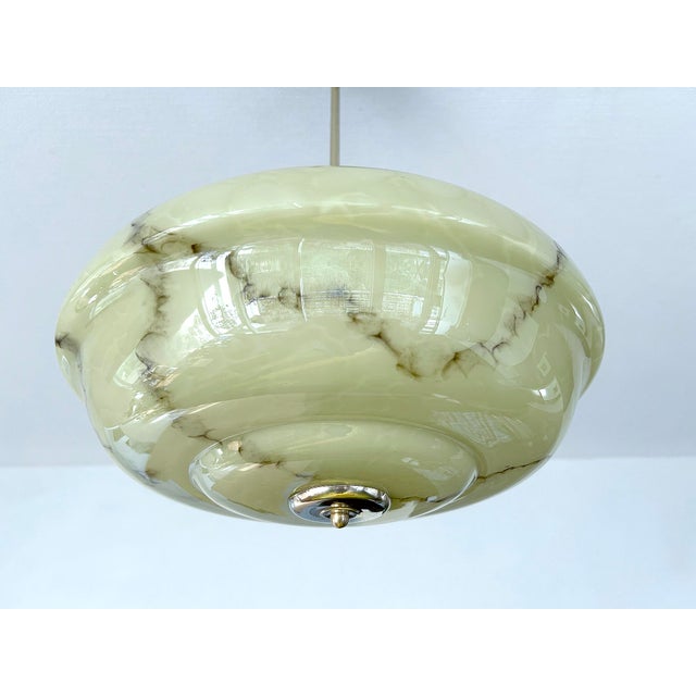 Art Deco Pendant Light in Marble Glass, 1930s For Sale - Image 9 of 18