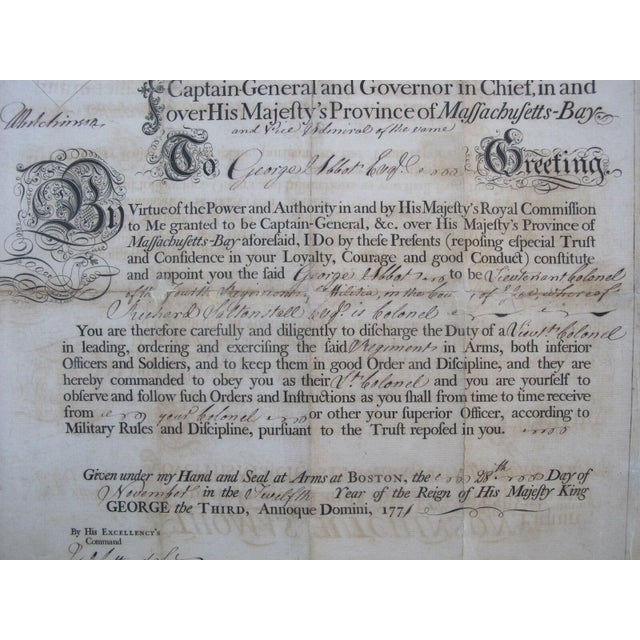Thomas Hutchinson Appoint George Abbot to Lt. Colonel 4th Militia 1771 Document For Sale - Image 4 of 7