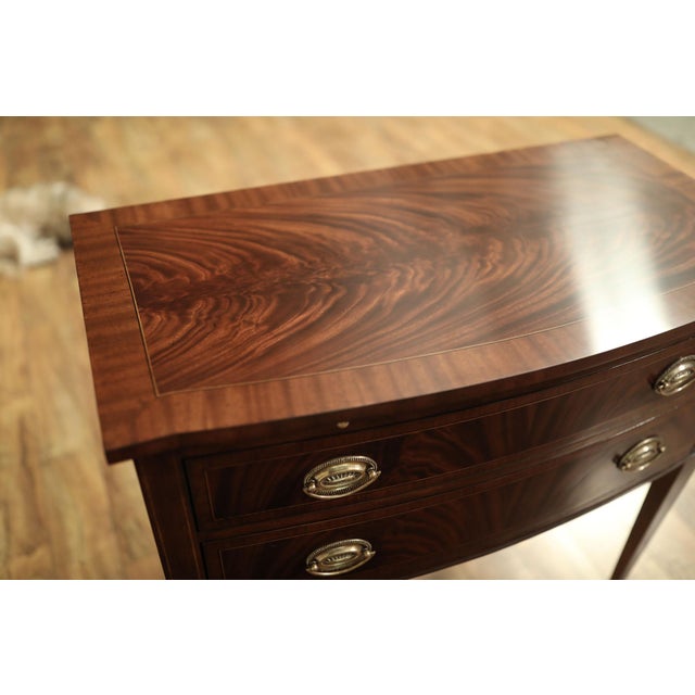 Wood Small Mahogany Buffet. Hepplewhite Style Buffet With Slide-Out Serving Tray. Banded Mahogany Top. For Sale - Image 7 of 14