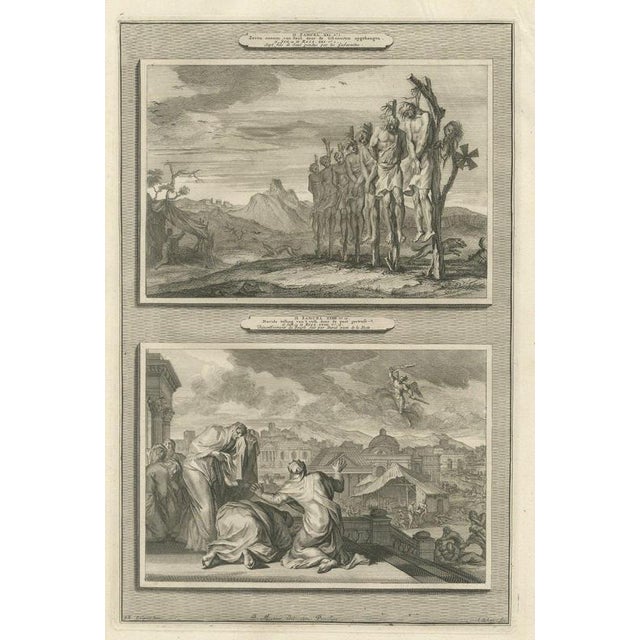 Pieter Mortier, Sons of Saul Hanged and the Plague After David's Census, 1700, Engraving For Sale - Image 12 of 12