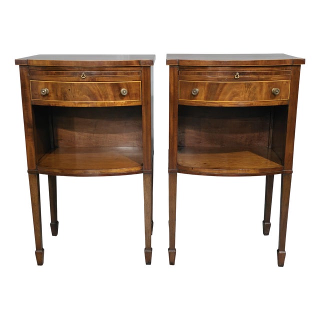 Antique English Mahogany Bedside Nightstands, 1900, Set of 2 For Sale