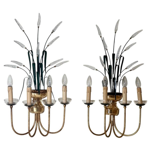 Crystal 4-Arm Wheat Sheaf Wall Sconces from Banci Firenze, Italy, 1980s, Set of 2 For Sale - Image 17 of 17