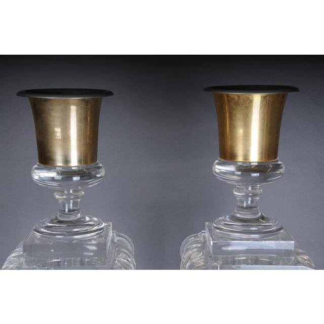Hollywood Regency Style Acrylic Gold Goblet Vase For Sale - Image 10 of 11