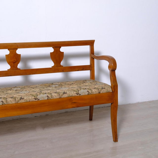 Black Directoire Walnut and Floral Fabric Bench, Italy, 1900s For Sale - Image 8 of 18
