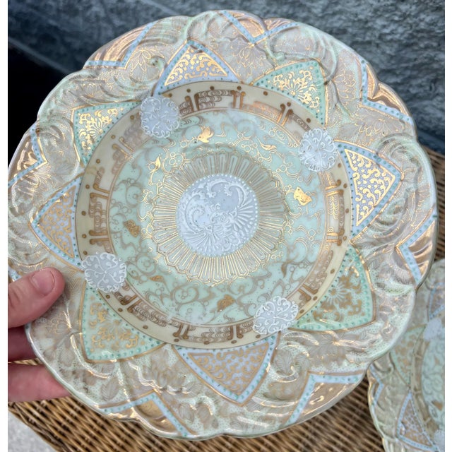 Japanese Gilt Moriage Eggshell Porcelain Bowls- a Pair For Sale - Image 4 of 13