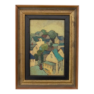 Impressionist Painting French Village by Edna Gass For Sale