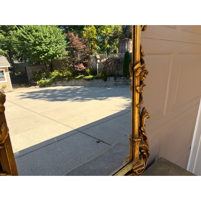 Wood Early 20th Century French Louis XV Carved Giltwood Wall Mirror For Sale - Image 7 of 18