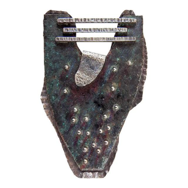 Vintage 1990's Large Sculptural Sterling and Copper Studio Brooch For Sale