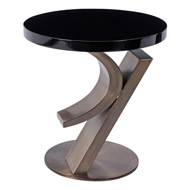 Modern Greg Sheres Style Bronze and Lacquer End Table For Sale