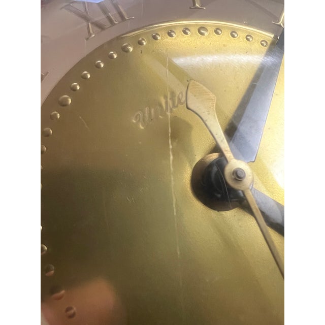 Brass Vintage Mid Century Modern 1950s Starburst Brass Plated Clock United Model 99 For Sale - Image 8 of 10