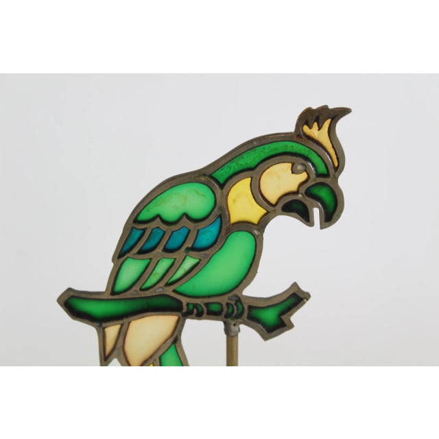Vintage brass parrot figurine with inlay acrylic top and marble base Dimensions; 6" Width x 4" Depth x 17" Height See...