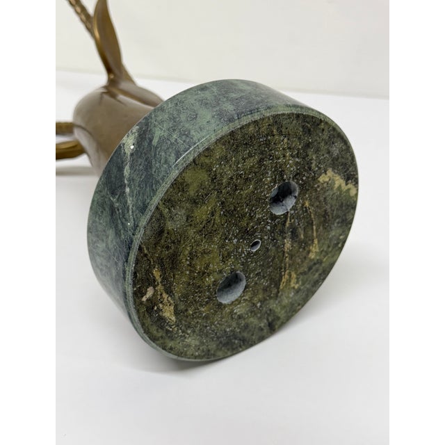 Brass Gazelle Sculpture on Variegated Green Marble Base, 1970s For Sale - Image 17 of 18