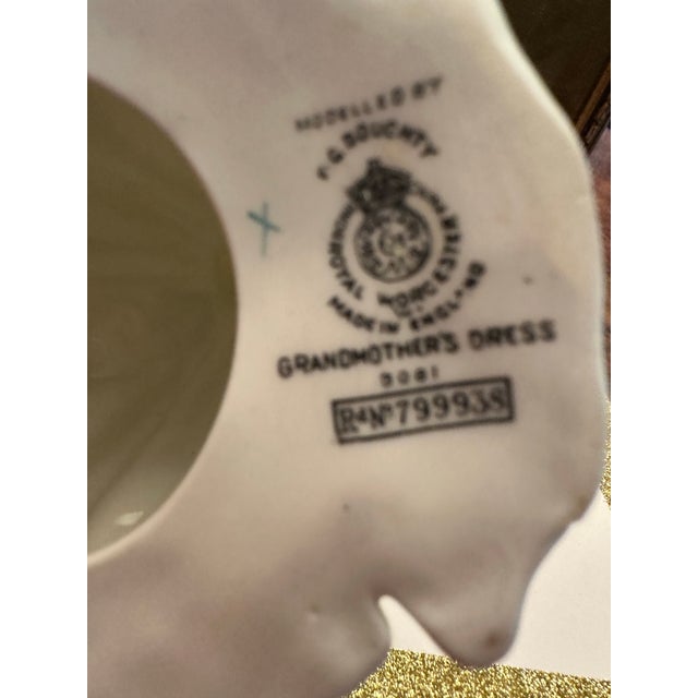 English Vintage Royal Worcester “Grandmother Dress” Porcelain Figurine #3081 Designed by F.G.Doughty For Sale - Image 3 of 12