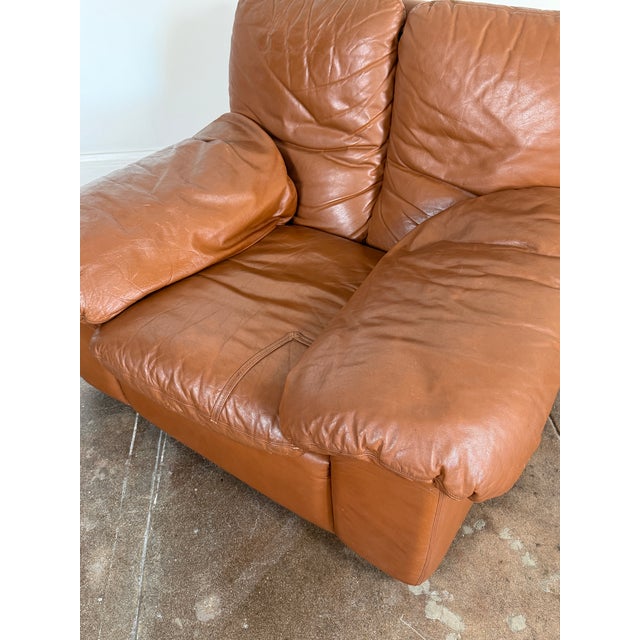 Vintage 1970’s Italian Leather Lounge Chair For Sale - Image 13 of 13