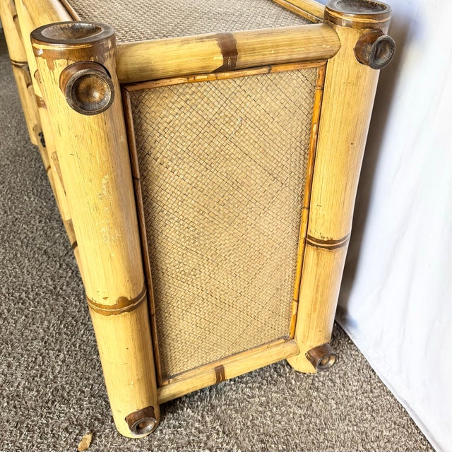 Boho Chic Vintage Boho Chic Chunky Bamboo Dresser - 6 Drawers For Sale - Image 3 of 7