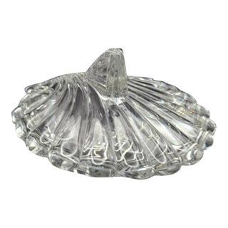 Vintage 1950s Crystal Glass Clam Shell Candy Dish Jewelry Trinket Box W Lid For Sale