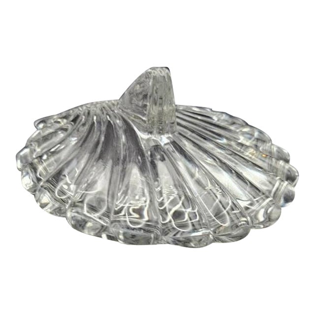 Vintage 1950s Crystal Glass Clam Shell Candy Dish Jewelry Trinket Box W Lid For Sale