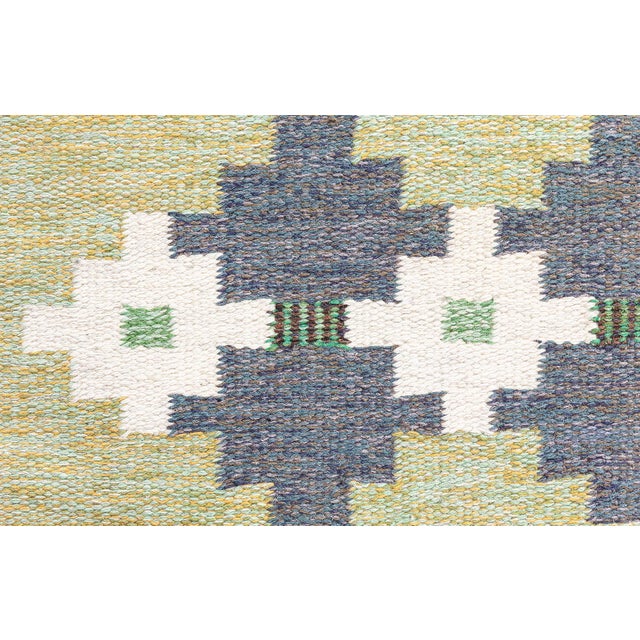 Green Vintage Swedish Flat Woven Rug Doris Leslie Blau For Sale - Image 8 of 9