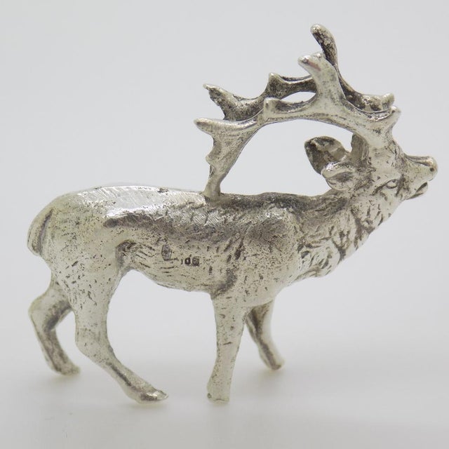 Vintage Italian Silver Stag Deer Figurine Miniature, Milan, 1950s For Sale - Image 4 of 10