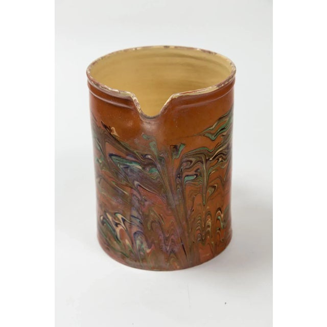 Mid 19th Century Antique Large Jaspé Pottery Pitcher, Late 19th Century, France For Sale - Image 5 of 9