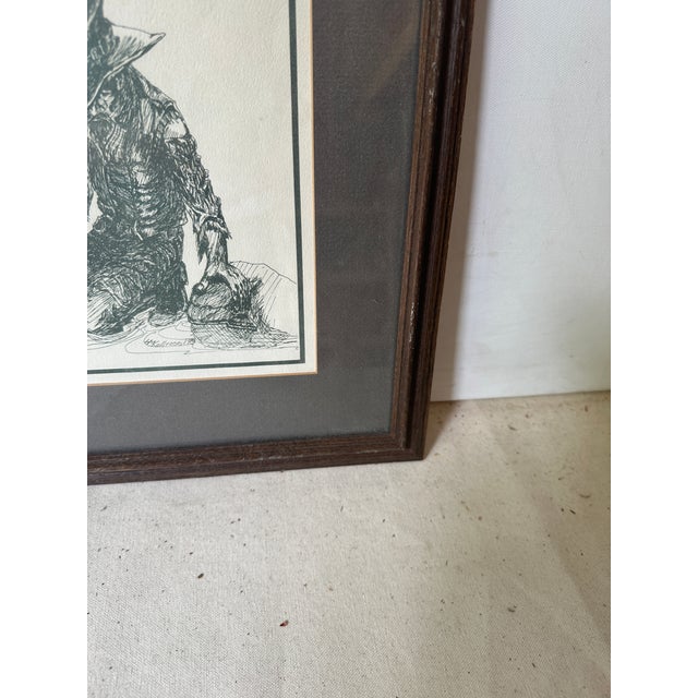 Signed 24/200 Black and White Cowboy Print, Framed For Sale - Image 4 of 11