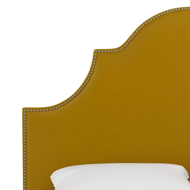 Full Headboard in Monaco Citronella For Sale - Image 4 of 6