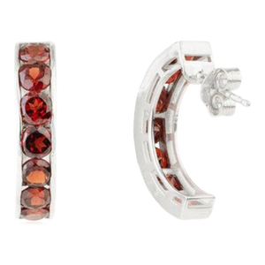 Pave Set Garnet Huggie Earrings in 925 Sterling Silver- 2 Pieces