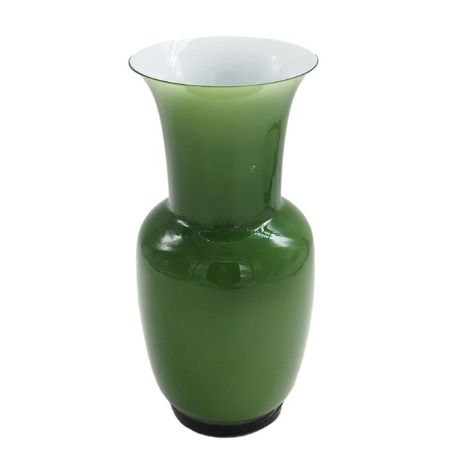 "Incamiciato" Italian Art glass vase by Tomaso Buzzi for Venini. Clear, white and green. With original label. Signed:...