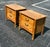 Vintage faux bamboo pair of nightstands by Broyhill. Wood grain finish laminate top matching the warm tone wood finish on...