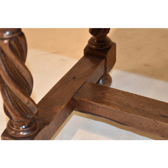 Wood Pair of 19th Century French Walnut Upholstered Stools For Sale - Image 7 of 8