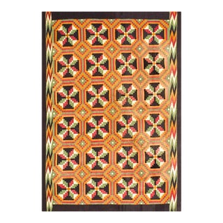 1930s Multicolor Diamond Antique Mexican Zapotec Navajo Rug 3' 3" X 4' 10" Flatweave Wool Carpet For Sale