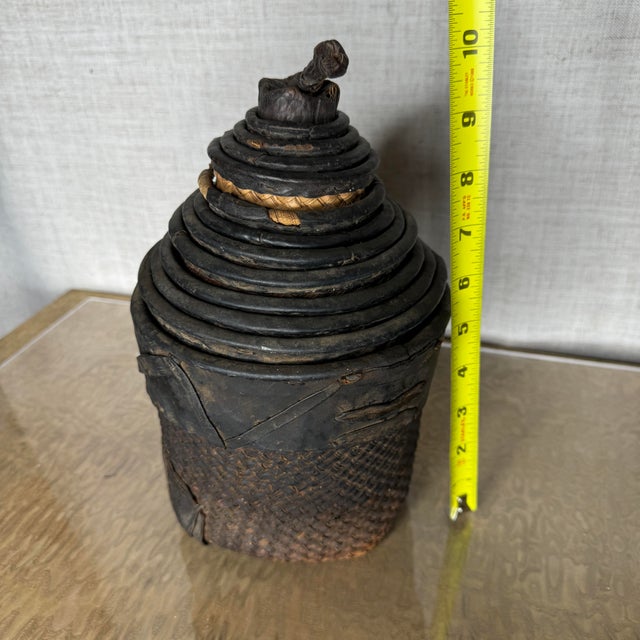 Early 20th Century Central African Graduated Nesting Basket Set, 12 Pieces With Original Stopper For Sale - Image 11 of 12