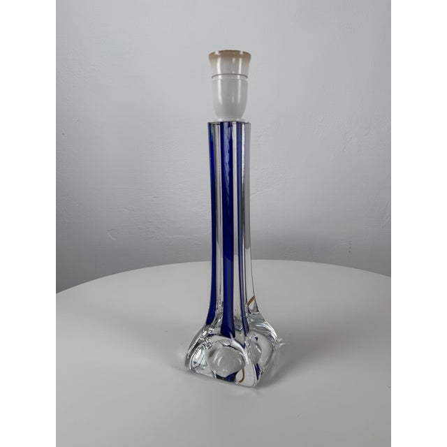 Blue Art Glass Table Lamp by Paul Kedelv for Flygsfors Glasbruk, Sweden, 1950s For Sale - Image 8 of 8
